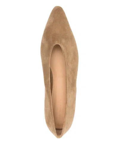 Dear Frances Topo Pointed-toe Suede Flats In Neutral