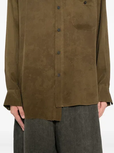 Ziggy Chen Silk Shirt In Brown