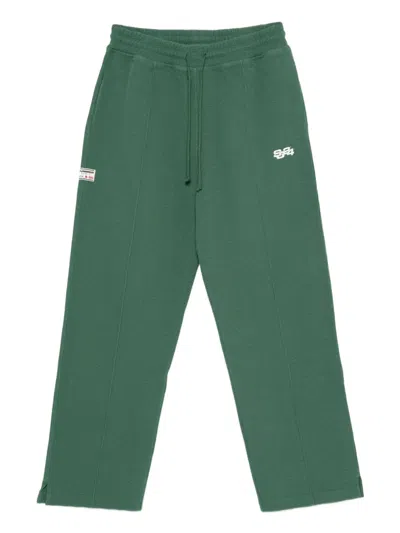 Summer Games Side-stripe Organic-cotton Track Trousers In Green