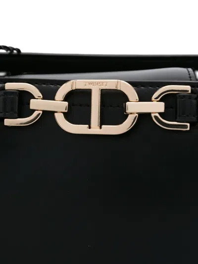 Twinset Twin-set Structured Black Shoulder Bag With Gold-tone Hardware In Black