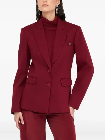 Liu •jo Liu Jo Dark Red Blazer Featuring Peak Lapels In Red