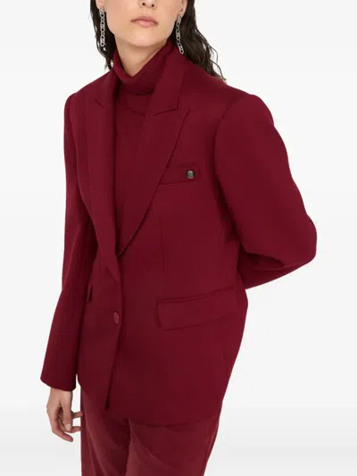 Liu •jo Liu Jo Dark Red Blazer Featuring Peak Lapels In Red