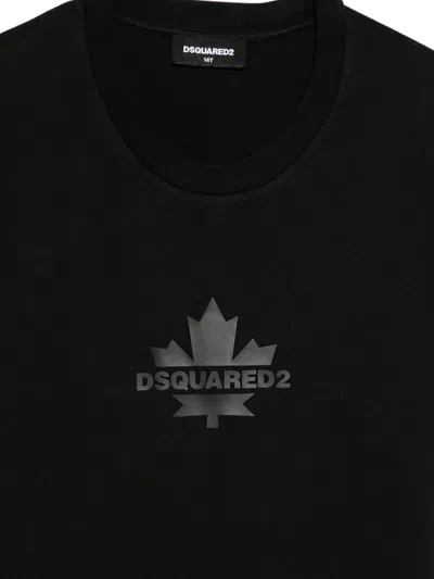 Dsquared2 Maple-leaf Logo T-shirt In Black