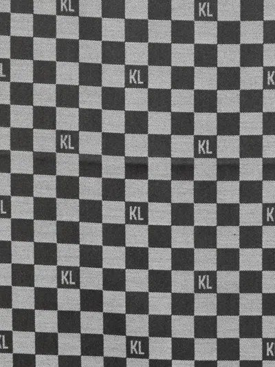 Karl Lagerfeld Check-pattern Wool Scarf In Gray