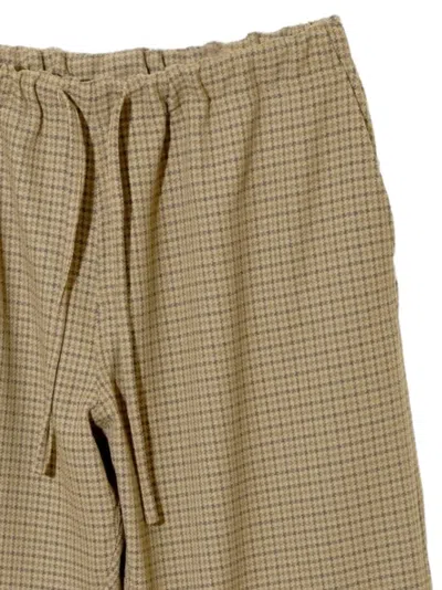 South2 West8 Drawstring Houndstooth Tapered Trousers In Neutral