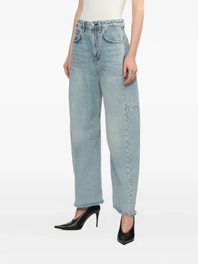 Rag & Bone Charlie Panelled Frayed Jeans In Blue