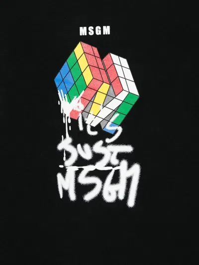 Msgm Rubik's Cube Graphic T-shirt In Black