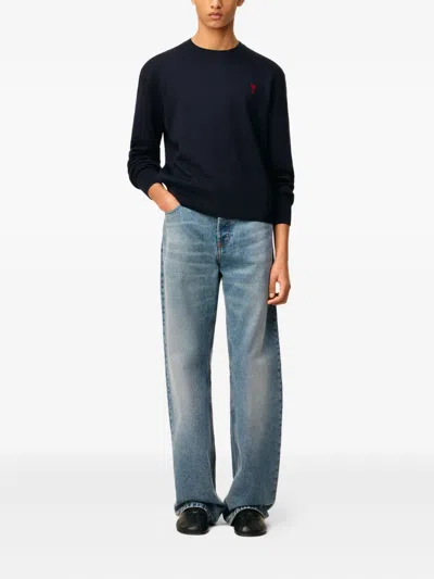 Ami Alexandre Mattiussi Pull Col Rond Ami Paris De Coeur In Black