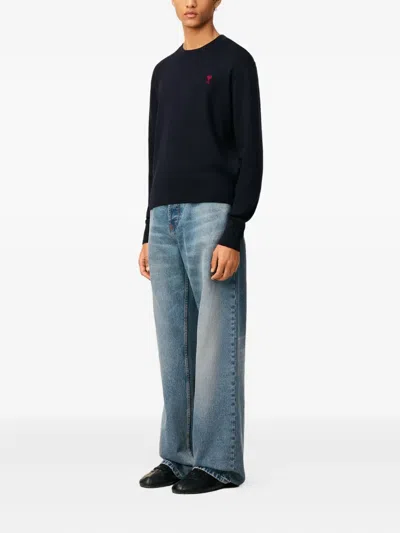 Ami Alexandre Mattiussi Pull Col Rond Ami Paris De Coeur In Black