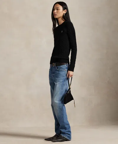 Polo Ralph Lauren Relaxed-fit Long-sleeve Top With Embroidered Logo In Black