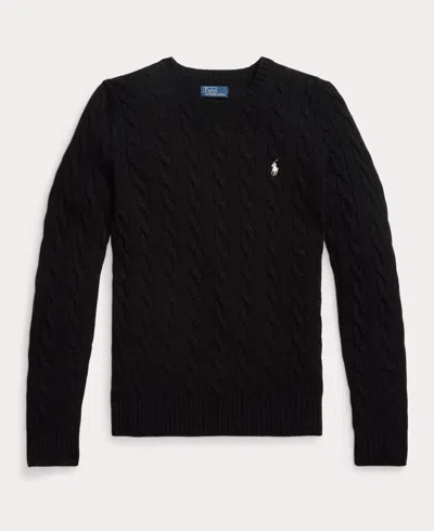 Polo Ralph Lauren Relaxed-fit Long-sleeve Top With Embroidered Logo In Black