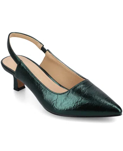 Journee Collection Paulina Womens Pointed Kitten Heel Pumps In Green