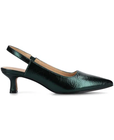 Journee Collection Paulina Womens Pointed Kitten Heel Pumps In Green