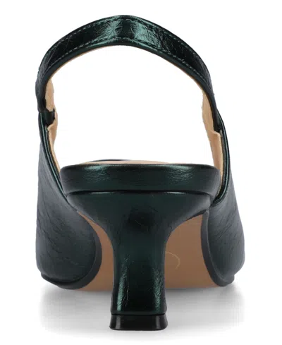Journee Collection Paulina Womens Pointed Kitten Heel Pumps In Green