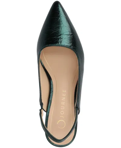 Journee Collection Paulina Womens Pointed Kitten Heel Pumps In Green