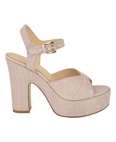 Guess Women's Saylin Woven Block Heel Platform Sandals In Pink