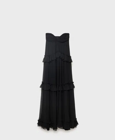 Mango Strapless Maxi-dress Black In Black