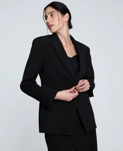 Kenneth Cole Luxe Twill Slim One Button Jacket In Black