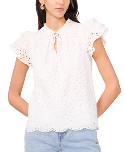 1.state Flutter Sleeve Blouse In White