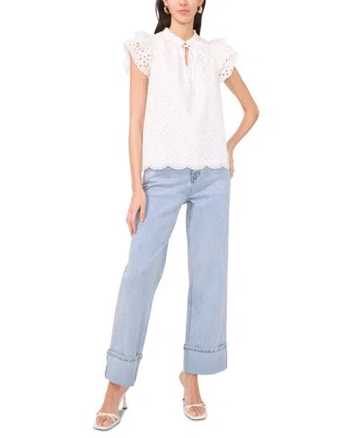 1.state Flutter Sleeve Blouse In White