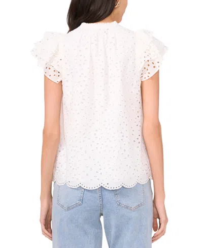 1.state Flutter Sleeve Blouse In White