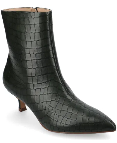 Journee Collection Women's Arely Kitten Heel Pointed Toe Dress Booties In Green