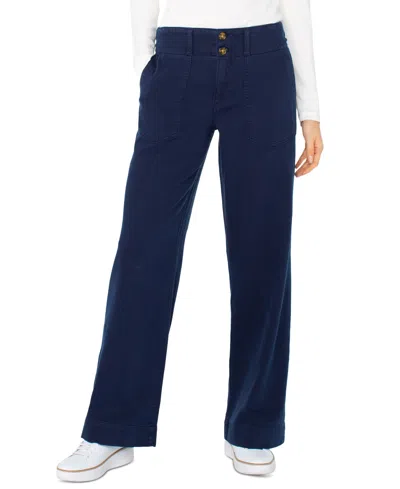 Liverpool Los Angeles Women's Utility Patch Pocket Wide Leg Pants In Blue