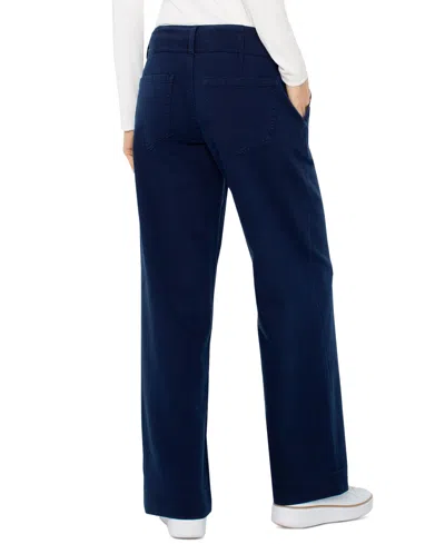 Liverpool Los Angeles Women's Utility Patch Pocket Wide Leg Pants In Blue