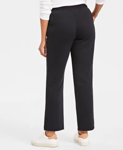 Style & Co Women's Plus Size Mid Rise Drawstring-waist Fleece Pant, Created For Macy's In Black