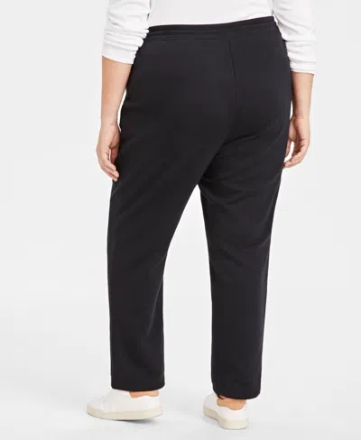 Style & Co Women's Plus Size Mid Rise Drawstring-waist Fleece Pant, Created For Macy's In Black