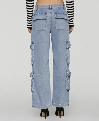 Avec Les Filles Women's Multi Pocket Wide-leg Cargo Jeans In Blue