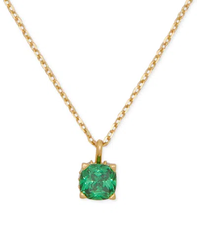 Kate Spade Cubic Zirconia Square Pendant Necklace, 16" + 3" Extender In Green