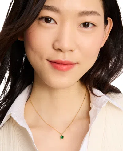 Kate Spade Cubic Zirconia Square Pendant Necklace, 16" + 3" Extender In Green