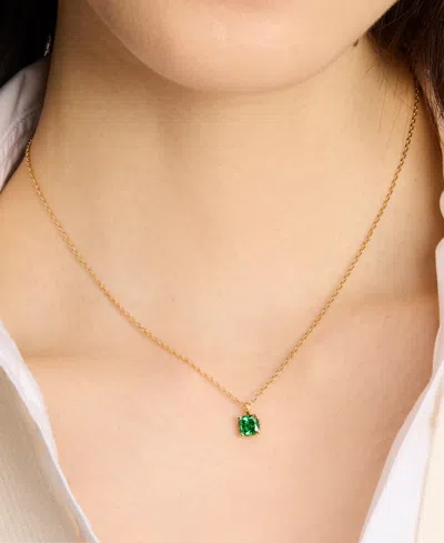 Kate Spade Cubic Zirconia Square Pendant Necklace, 16" + 3" Extender In Green
