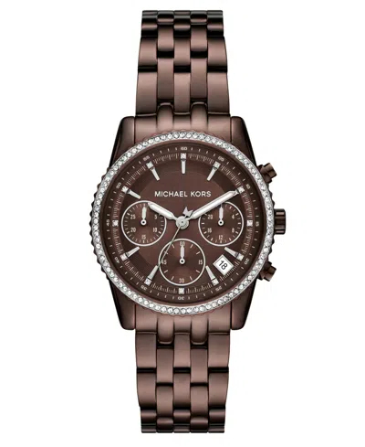 Michael Kors Mini Bryant Pavé Brown-tone Watch In Brown