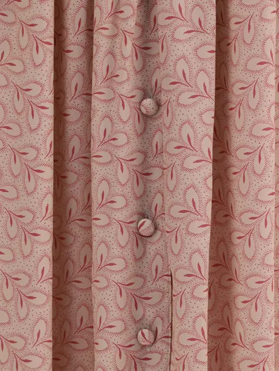 Kristina Ti Foliage-print Button-front Midi Skirt In Brown