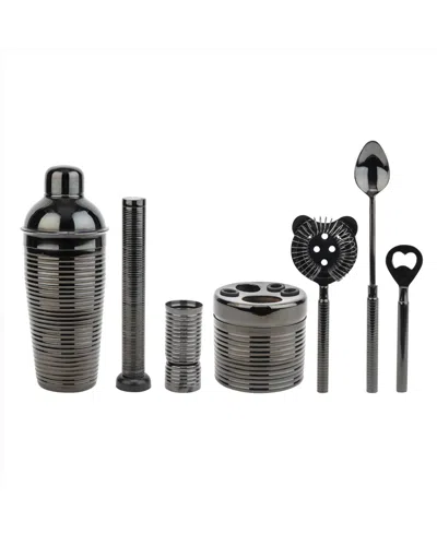 French Home Textured Metal Barware, Set Of 7 In Black