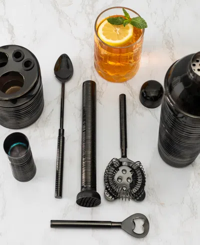 French Home Textured Metal Barware, Set Of 7 In Black