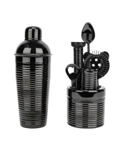 French Home Textured Metal Barware, Set Of 7 In Black