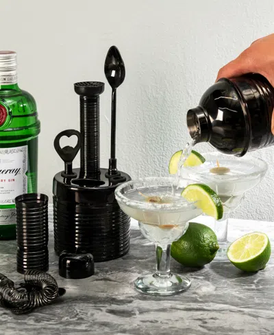 French Home Textured Metal Barware, Set Of 7 In Black