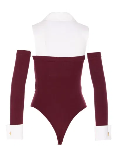 Elisabetta Franchi Collared Neck Long Sleeve Off-the-shoulder Top In Multi