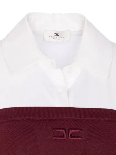 Elisabetta Franchi Collared Neck Long Sleeve Off-the-shoulder Top In Multi