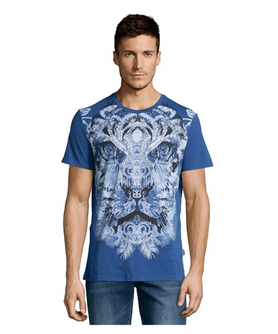Just Cavalli Men&#39;s Crewneck Bedazzled Tiger T-shirt' In Blue