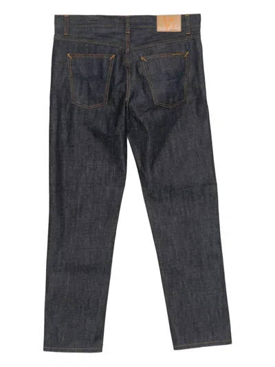 Nudie Jeans Gritty Jackson Organic-cotton Straight-leg Jeans In Navy