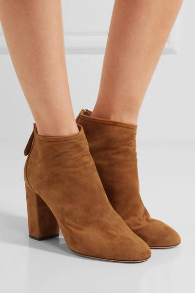 Shop Aquazzura Downtown Suede Ankle Boots