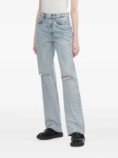 Rag & Bone Shea Knee-rip Jeans In Gray