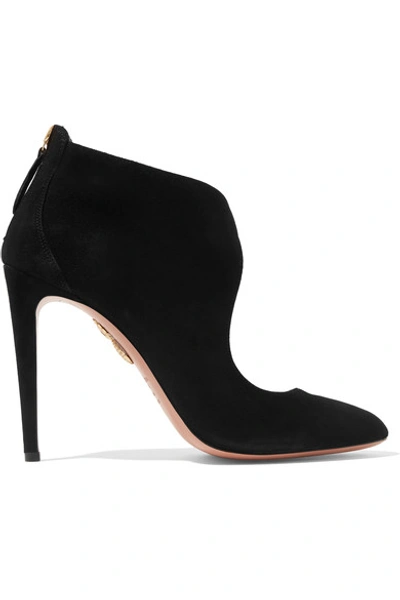 Aquazzura Ella Suede Cutout Bootie, Black