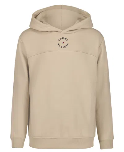 Tommy Hilfiger Big Boys Soft Essential Logo Embroidered Fleece Hoodie In Brown