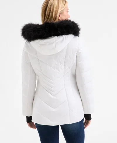 Michael Kors Michael  Plus Size Faux-fur-trim Hooded Puffer Coat, Exclusively At Macy's In White