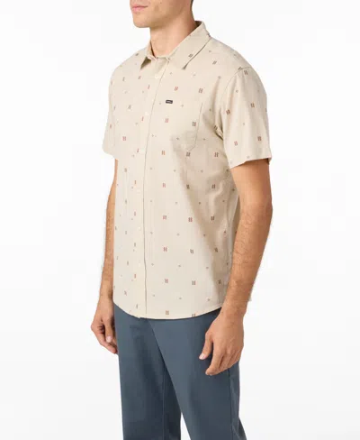 O'neill Shields Geo Pattern Short Sleeve Stretch Cotton Button-up Shirt In Neutral